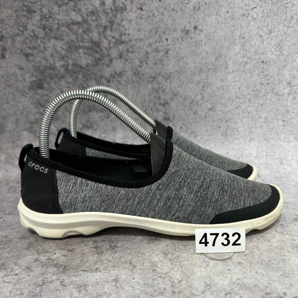 Crocs Busy Day Skimmer Shoes Womens 8 Grey Slip On Comfort Walking Flat Sneaker